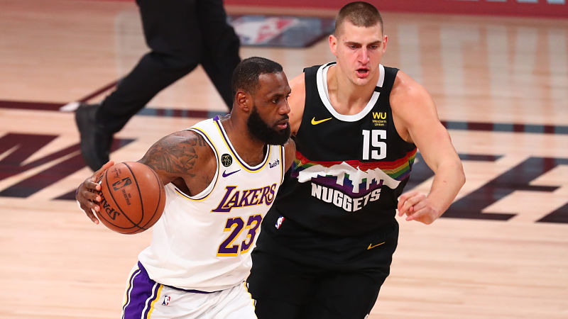 Los Angeles Lakers forward LeBron James and Denver Nuggets forward Nikola Jokic