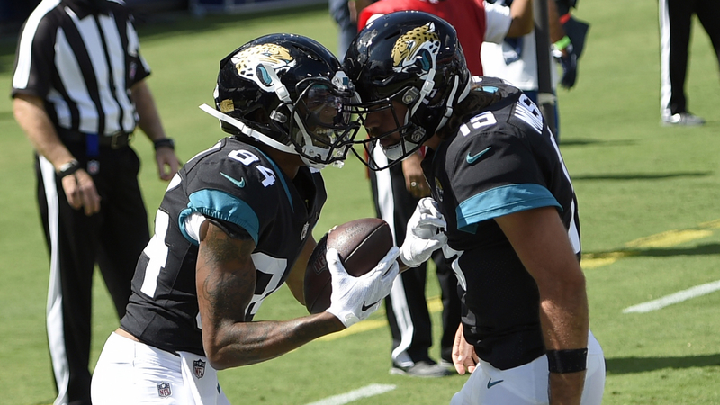 Jacksonville Jaguars' Gardner Minshew, Keelan Cole