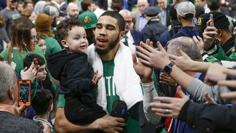 Boston Celtics Forward Jayson Tatum And Son Deuce
