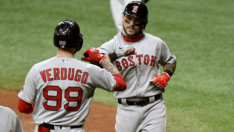 Boston Red Sox players Michael Chavis and Alex Verdugo
