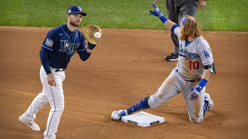 Tampa Bay Rays second baseman Brandon Lowe and Los Angeles Dodgers third baseman Justin Turner