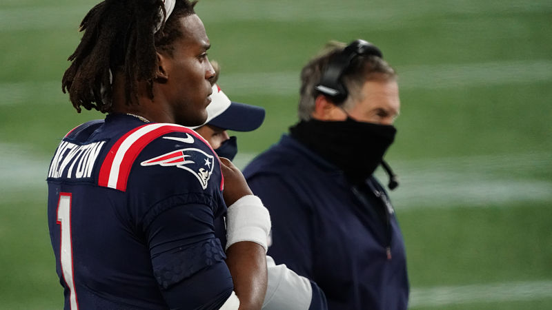 New England Patriots quarterback Cam Newton and head coach Bill Belichick