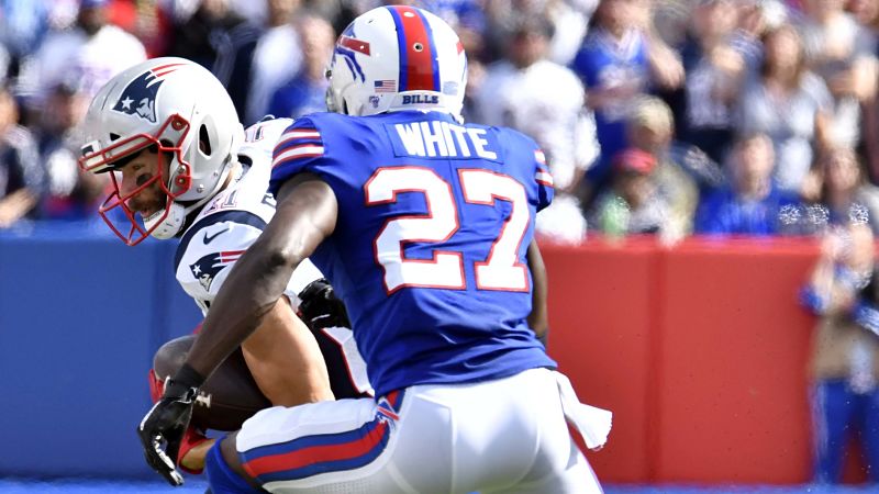 New England Patriots wide receiver Julian Edelman and Buffalo Bills cornerback Tre'Davious White