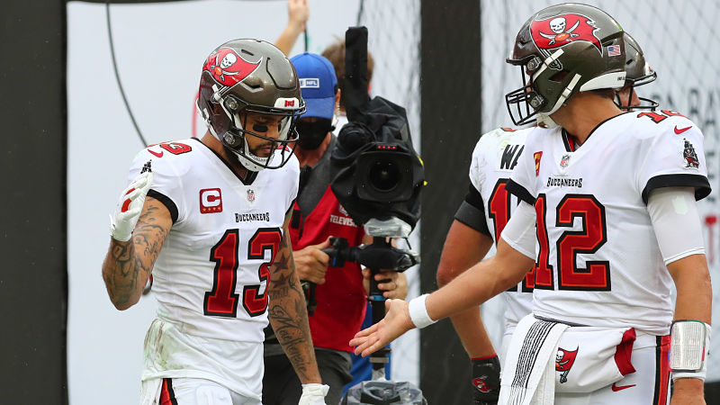 Tampa Bay Buccaneers wide receiver Mike Evans and quarterback Tom Brady