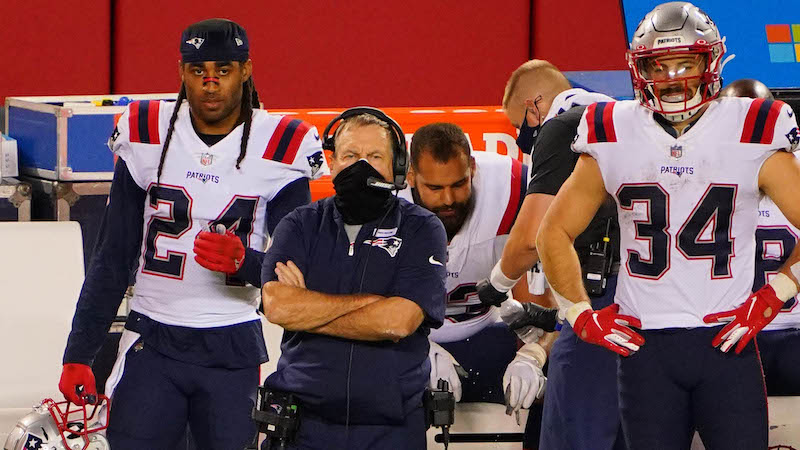 Patriots cornerback Stephon Gilmore, head coach Bill Belichick