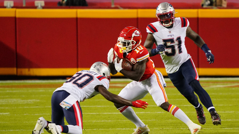 New England Patriots' Jason McCourty, Kansas City Chiefs' Tyreek Hill