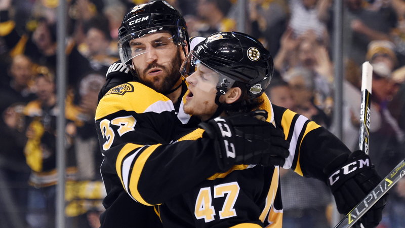 Boston Bruins center Patrice Bergeron, defenseman Torey Krug