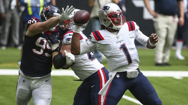 Texans defensive end JJ Watt, Patriots quarterback Cam Newton