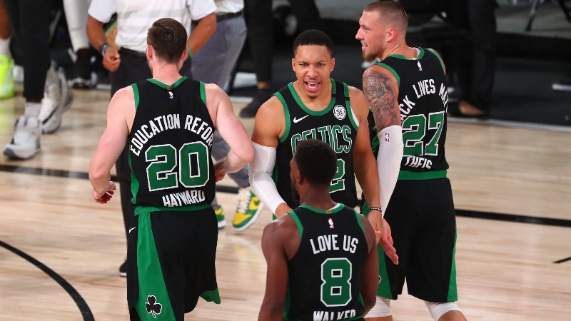 Boston Celtics forward Grant Williams (12), Kemba Walker (8)