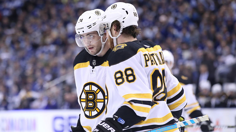 Boston Bruins wings Jake DeBrusk and David Pastrnak