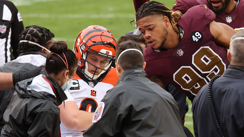 Cincinnati Bengals quarterback Joe Burrow and Washington Football Team defensive end Chase Young