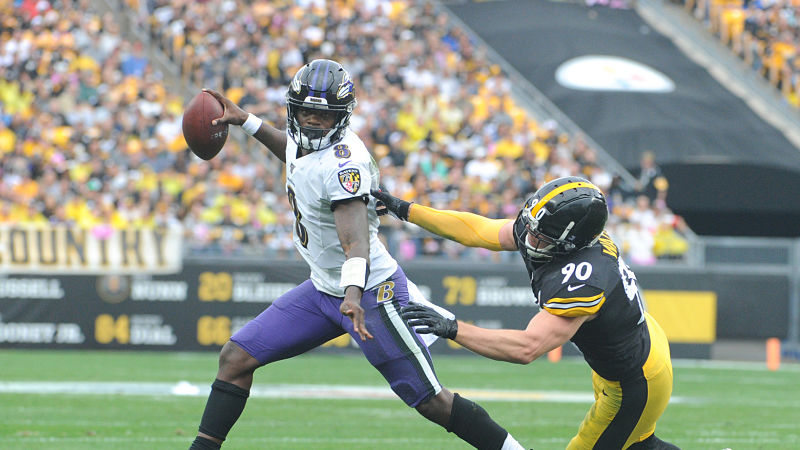 Baltimore Ravens quarterback Lamar Jackson and Pittsburgh Steelers linebacker T.J. Watt