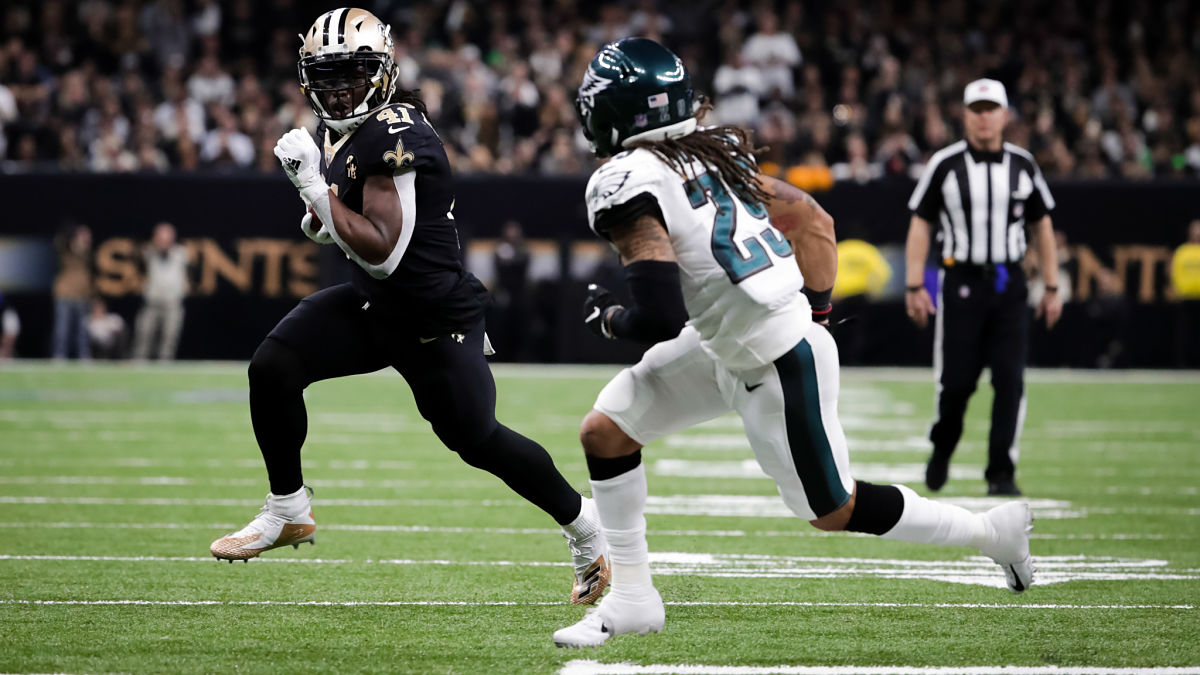 New Orleans Saints running back Avonte Maddox and Philadelphia Eagles cornerback Avonte Maddox