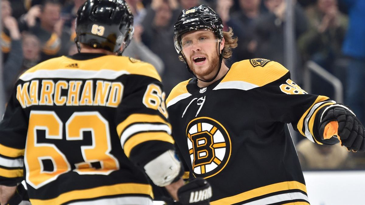 Boston Bruins left wing Brad Marchand, right wing David Pastrnak