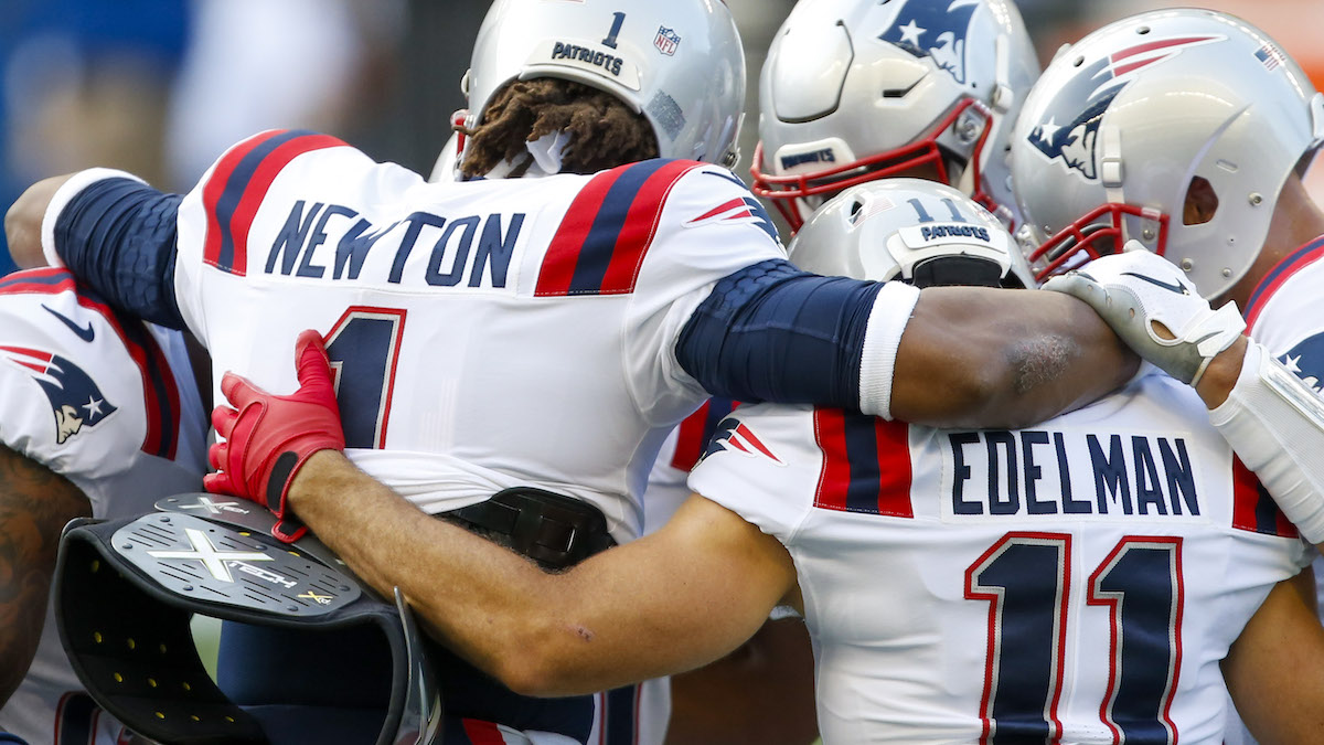 Patriots quarterback Cam Newton, wide receiver Julian Edelman