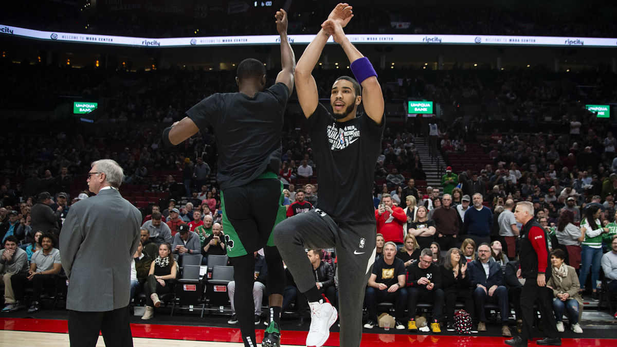 Boston Celtics guard Jaylen Brown and forward Jayson Tatum