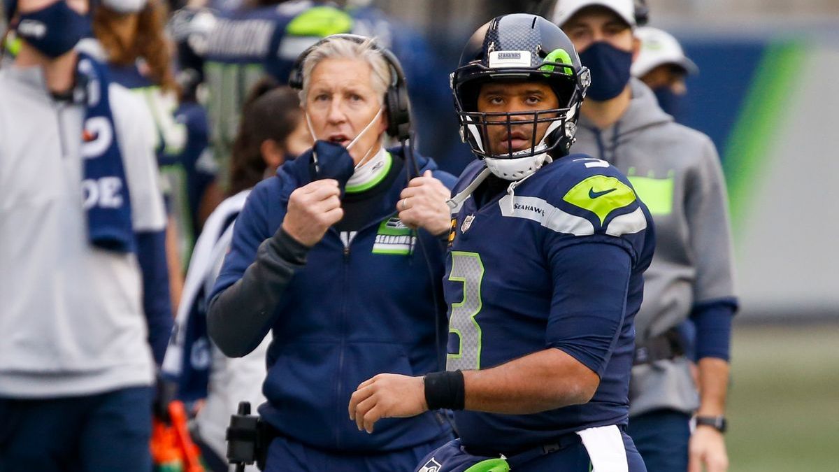 Seattle Seahawks coach Pete Carroll, quarterback Russell Wilson