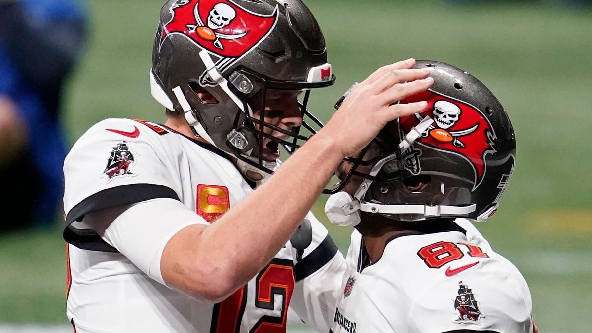 Tampa Bay Buccaneers quarterback Tom Brady, wide receiver Antonio Brown