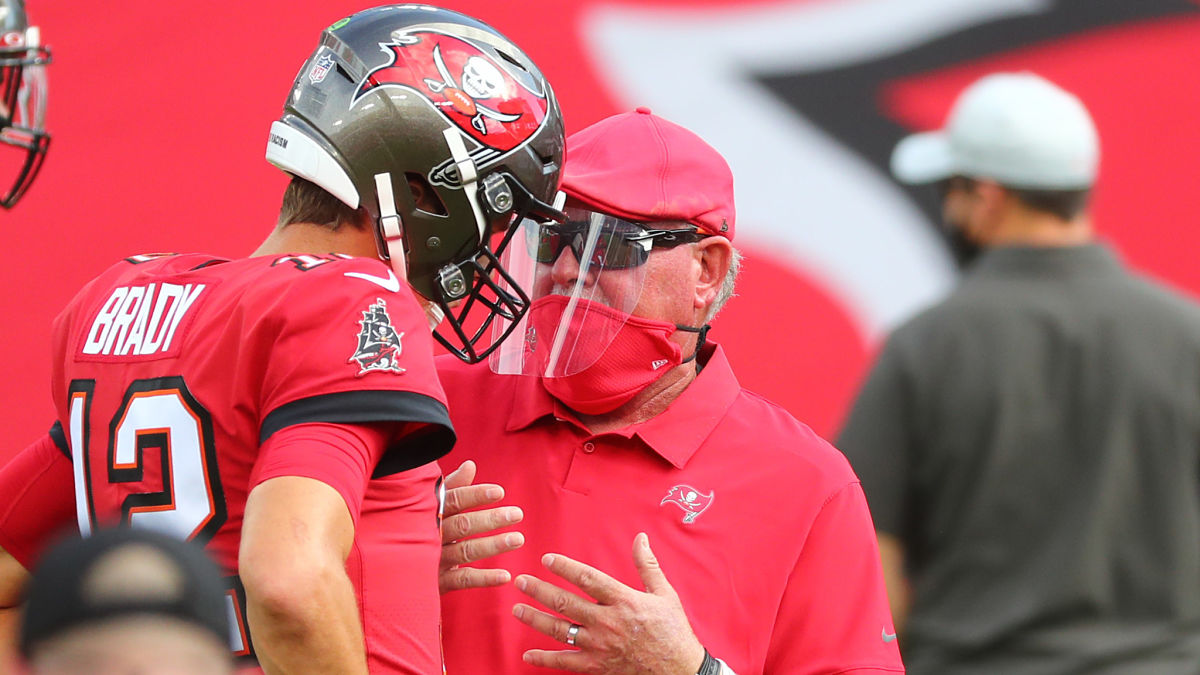 Tampa Bay Buccaneers quarterback Tom Brady and head coach Bruce Arians