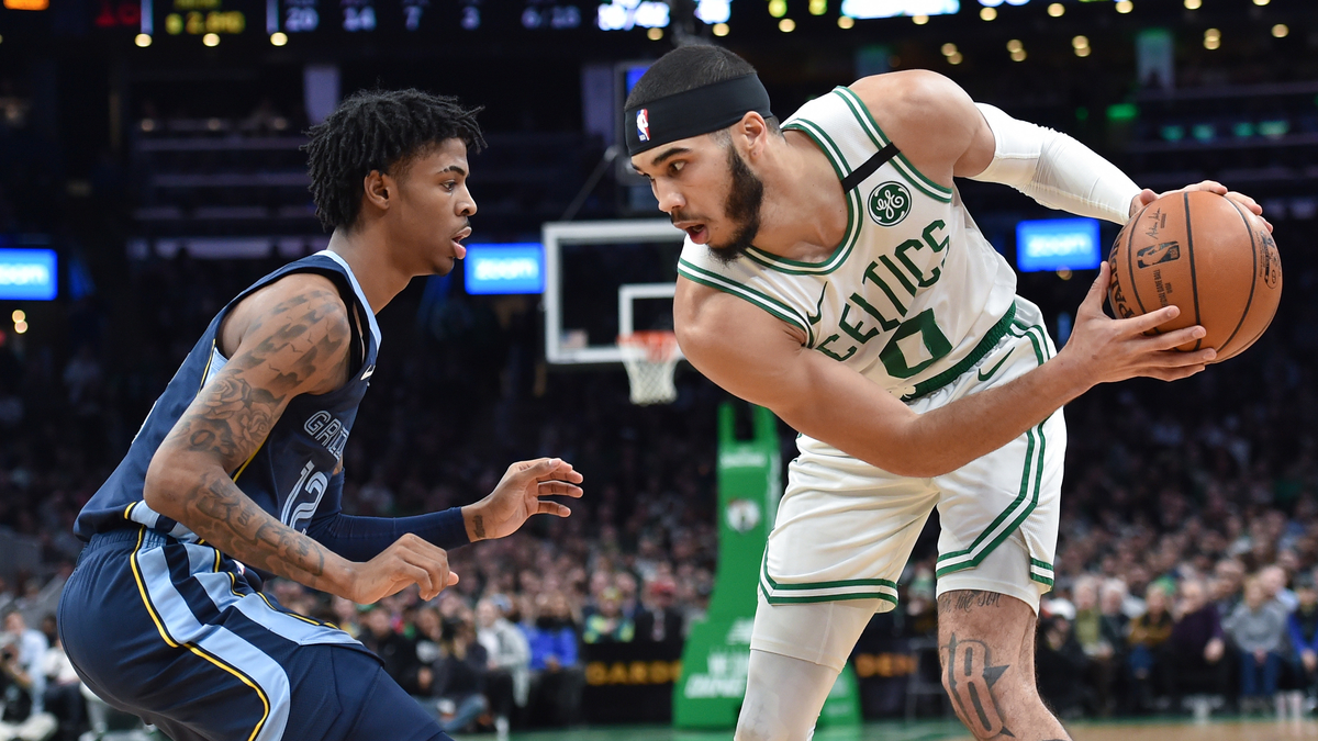 Memphis Grizzlies guard Ja Morant, Boston Celtics forward Jayson Tatum