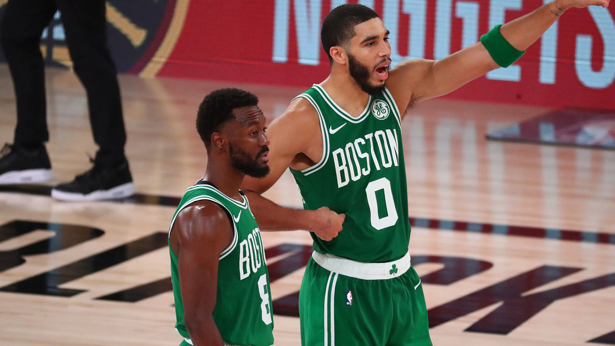 Boston Celtics players Jayson Tatum and Kemba Walker