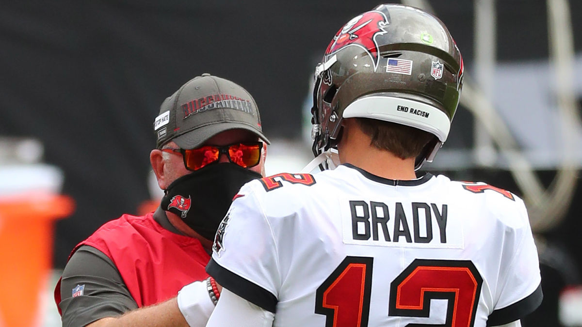 Tampa Bay Buccaneers quarterback Tom Brady and head coach Bruce Arians