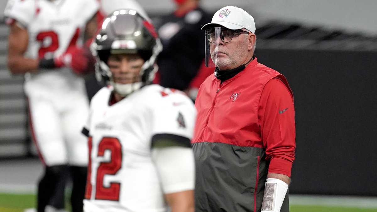 Tampa Bay Buccaneers quarterback Tom Brady, former head coach Bruce Arians