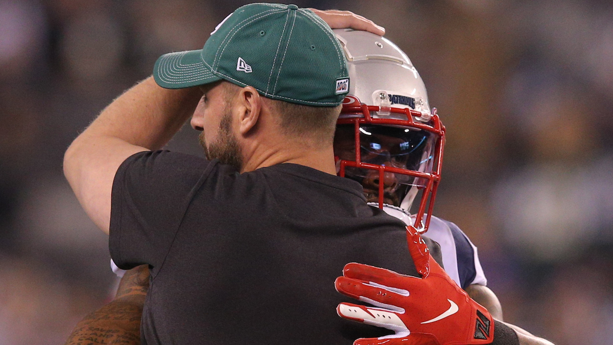Jets head coach Adam Gase, Patriots running back Brandon Bolden