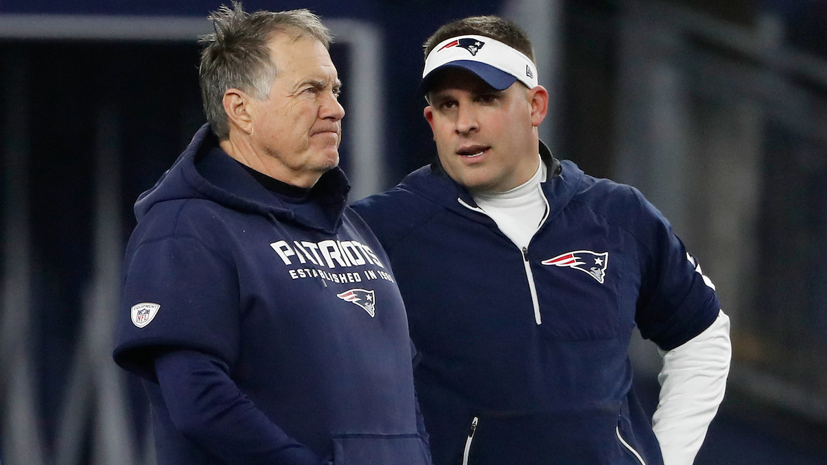 Patriots head coach Bill Belichick, offensive coordinator Josh McDaniels