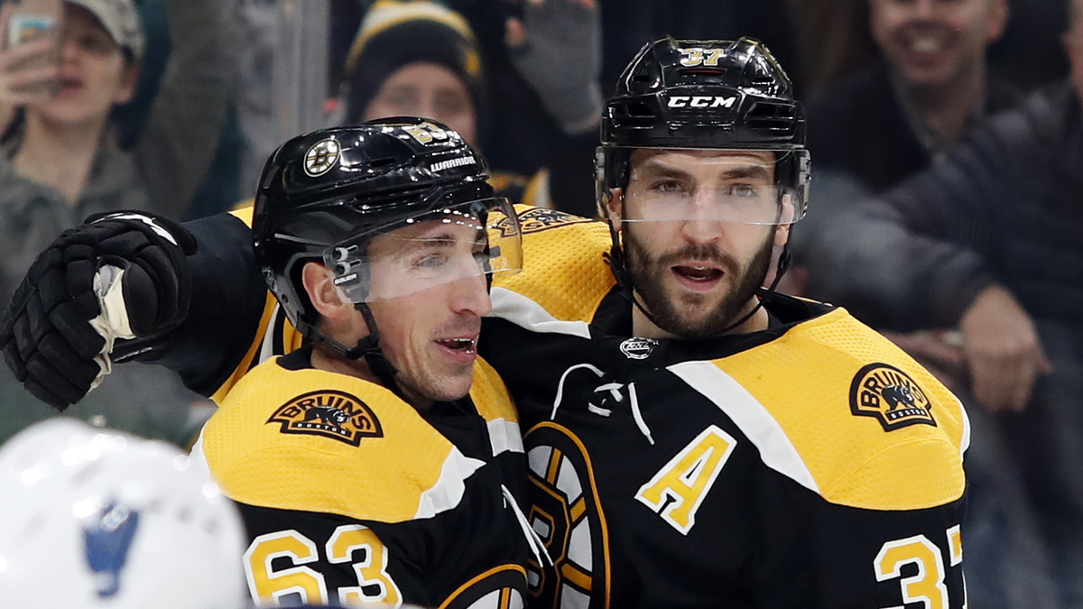 Boston Bruins Forwards Brad Marchand And Patrice Bergeron