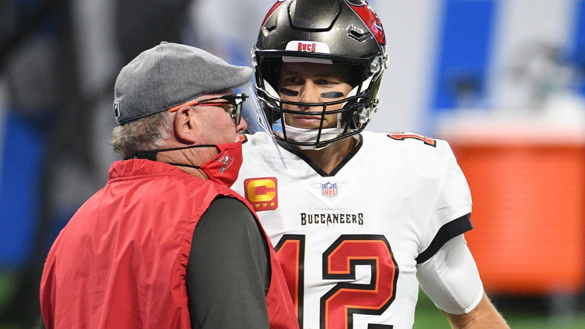 Tampa Bay Buccaneers head coach Bruce Arians and quarterback Tom Brady
