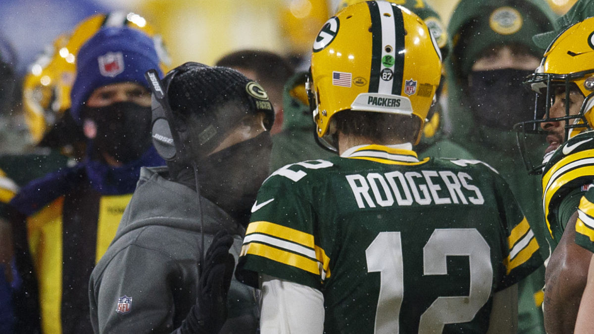Green Bay Packers head coach Matt LaFleur and quarterback Aaron Rodgers