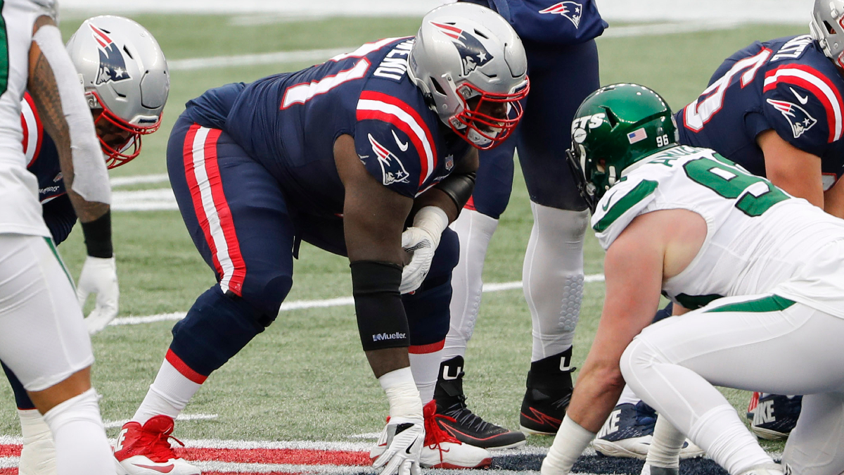 New England Patriots offensive lineman Mike Onwenu