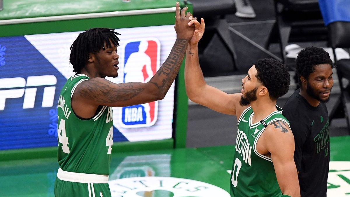 Boston Celtics center Robert Williams, forward Jayson Tatum