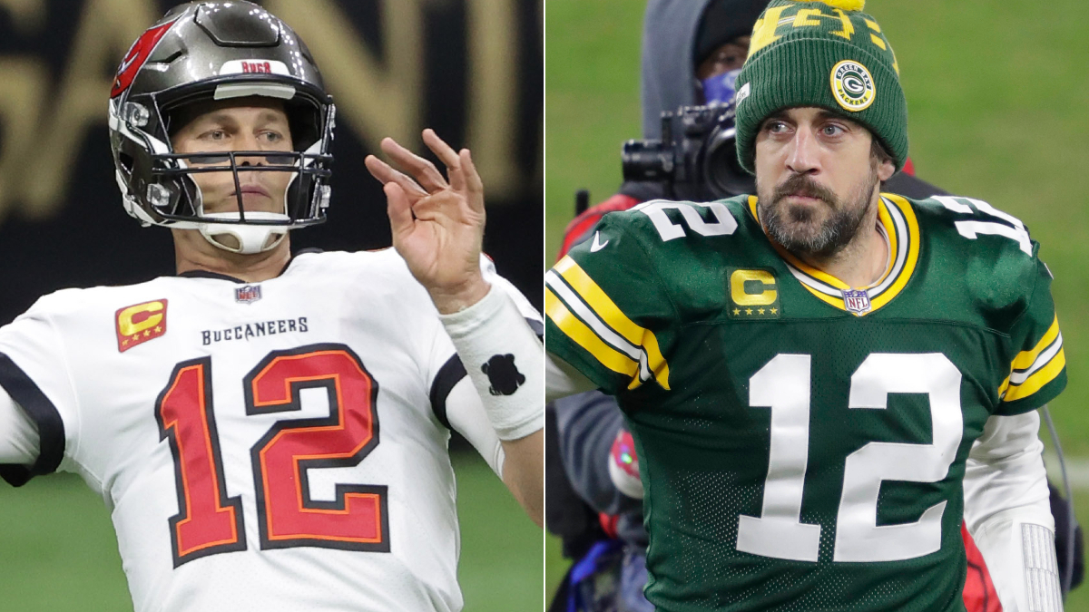 Tampa Bay Buccaneers quarterback Tom Brady And Green Bay Packers quarterback Aaron Rodgers
