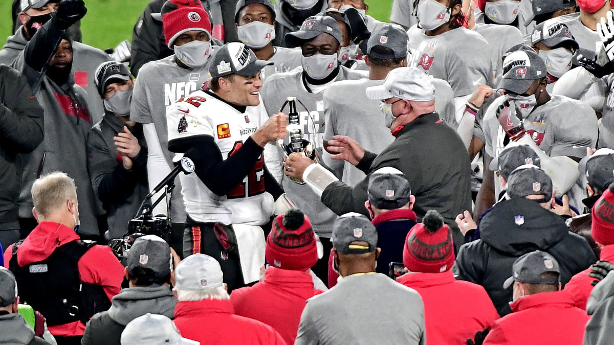 Tampa Bay Buccaneers quarterback Tom Brady and head coach Bruce Arians