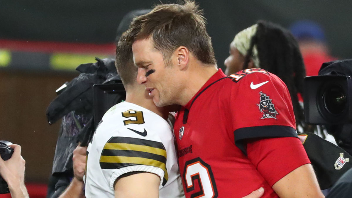New Orleans Saints quarterback Drew Brees and Tampa Bay Buccaneers quarterback Tom Brady