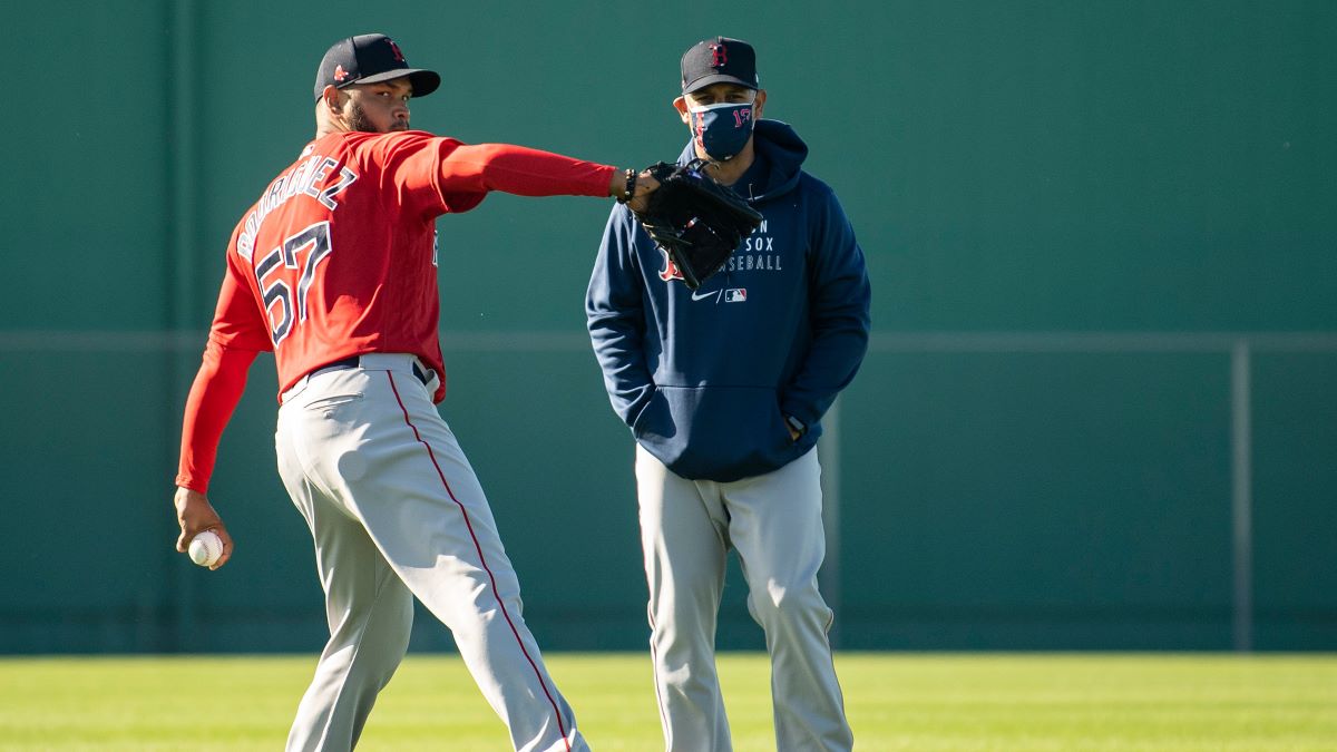 Boston Red Sox pitcher Eduardo Rodriguez and manager Alex Cora