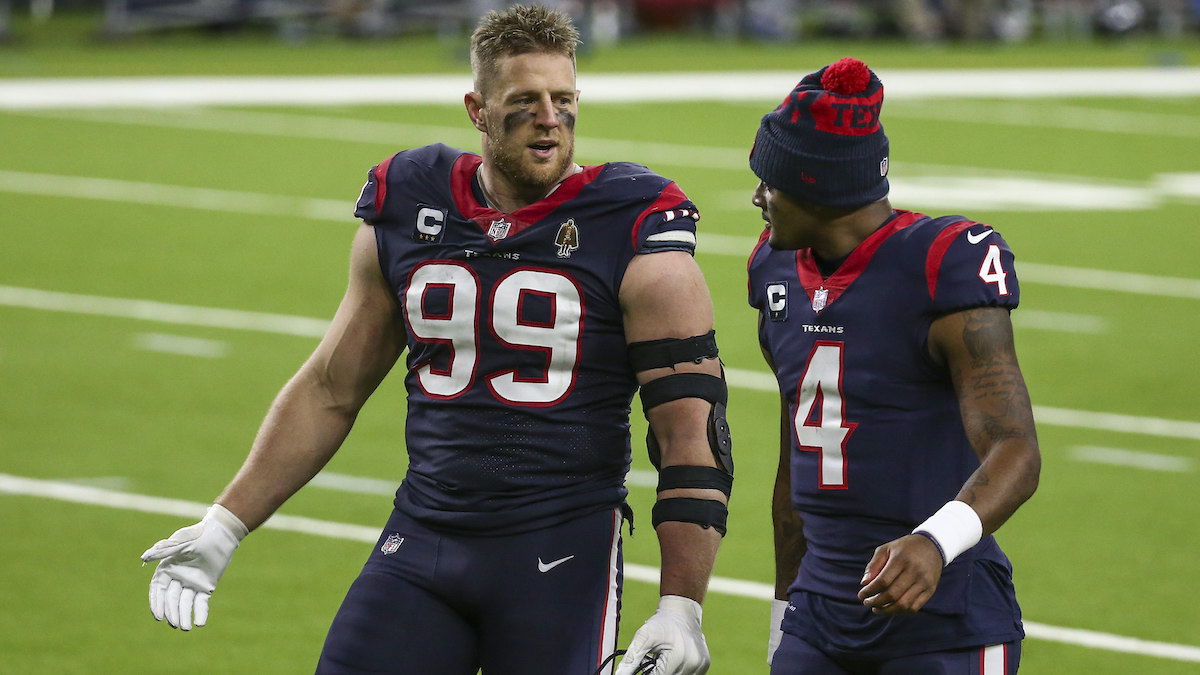 Houston Texans defensive end JJ Watt, QB Deshaun Watson