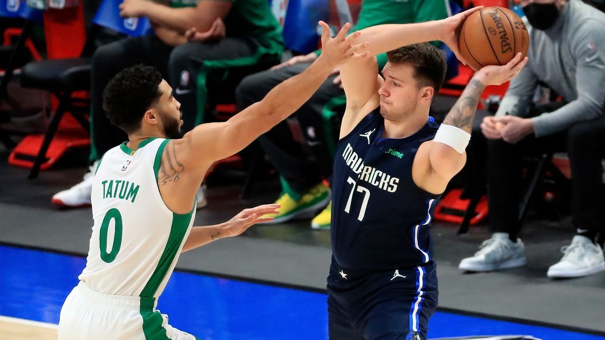Boston Celtics forward Jayson Tatum And Dallas Mavericks guard Luka Doncic