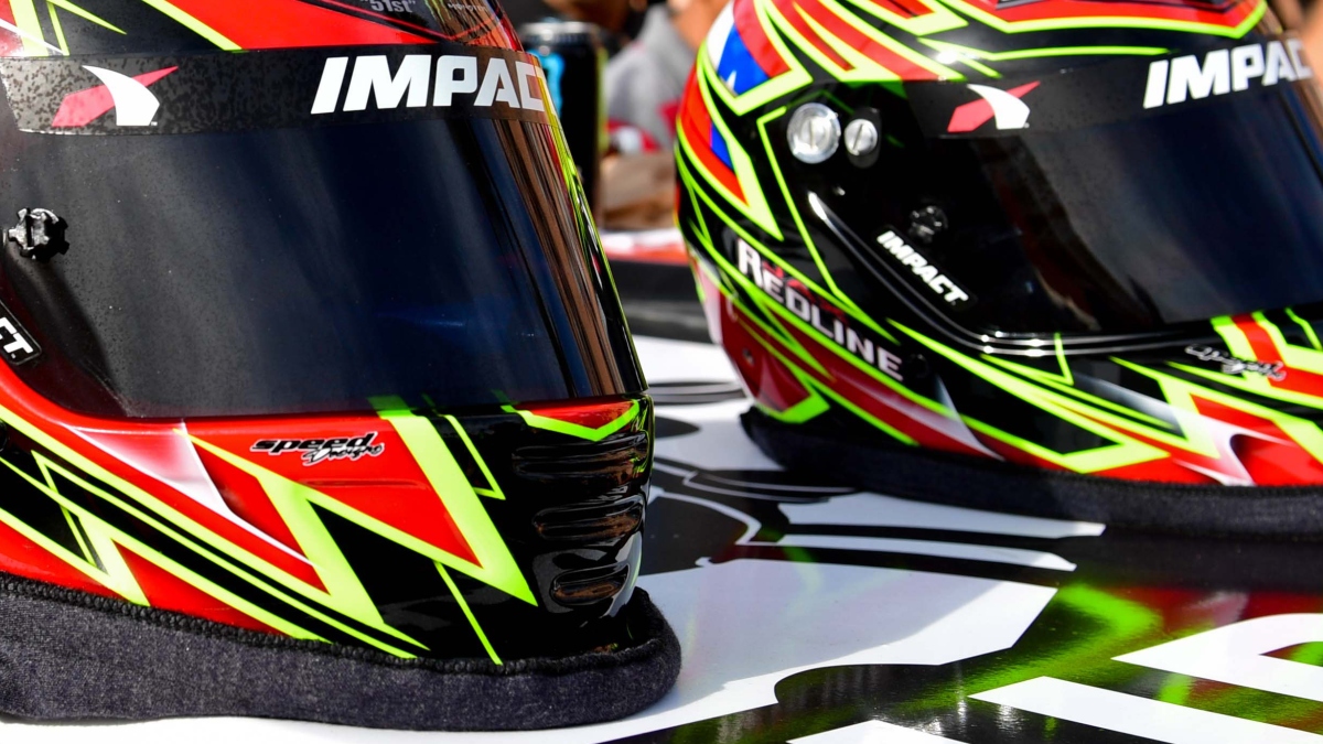 General view of racing helmets
