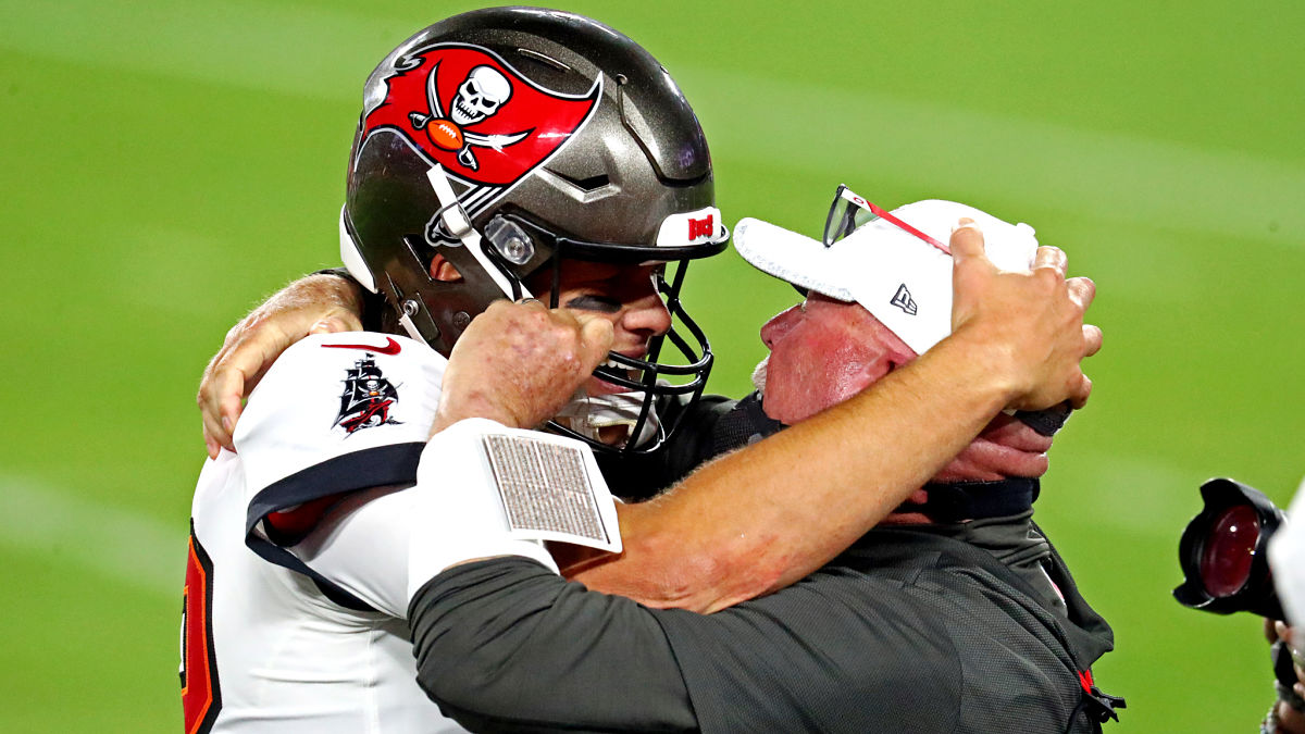 Tampa Bay Buccaneers quarterback Tom Brady and head coach Bruce Arians