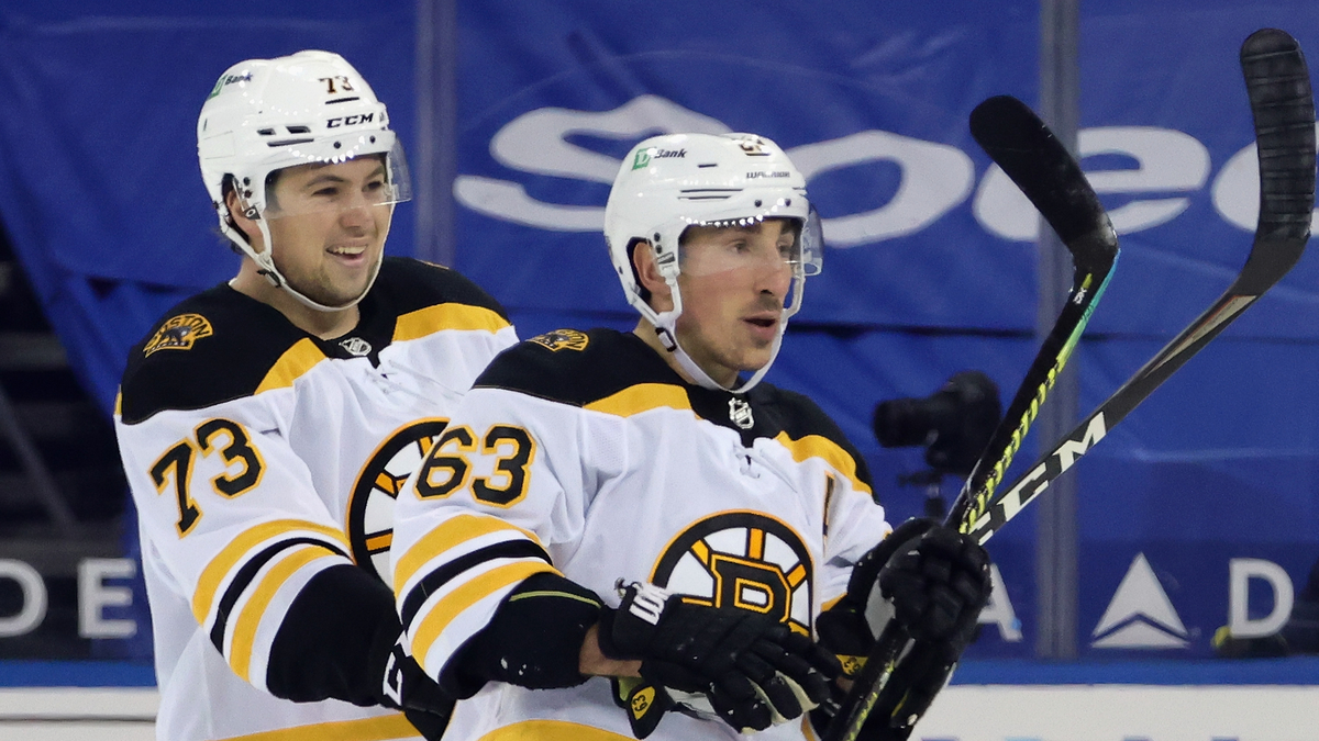 Boston Bruins winger Brad Marchand, defenseman Charlie McAvoy