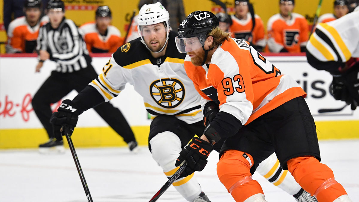Bruins winger Nick Ritchie and Flyers winger Jakub Voracek NHL