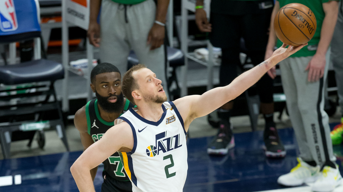 Boston Celtics forward Jaylen Brown, Utah Jazz forward Joe Ingles