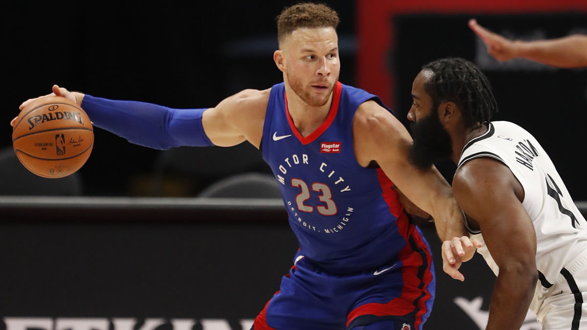 Detroit Pistons center Blake Griffin, Brooklyn Nets guard James Harden