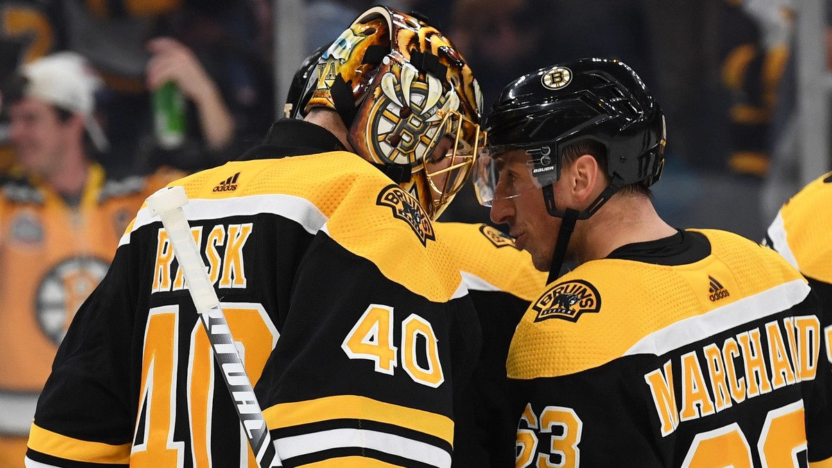 Boston Bruins goalie Tuukka Rask, winger Brad Marchand
