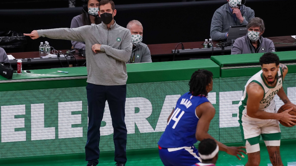 Boston Celtics head coach Brad Stevens (L)