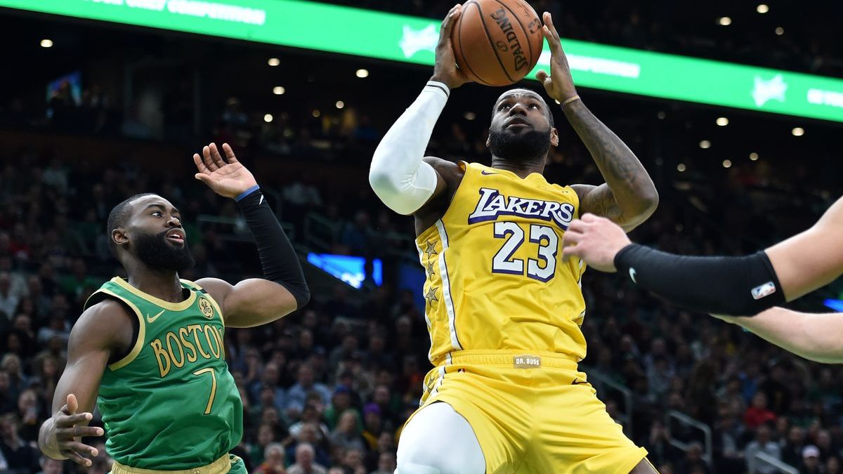 Boston Celtics guard Jaylen Brown, Los Angeles Lakers forward LeBron James