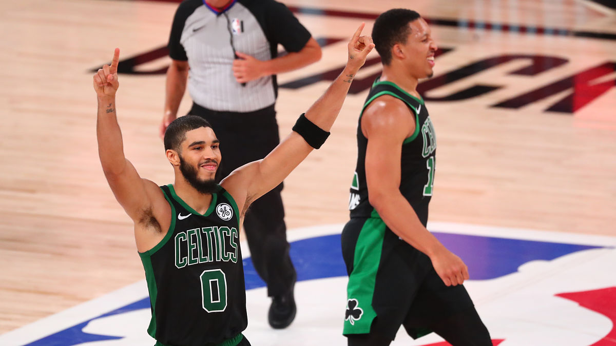 Boston Celtics forwards Jayson Tatum and Grant Williams